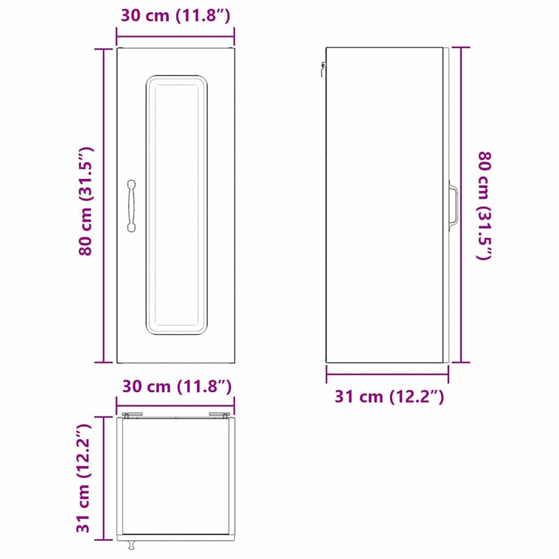 vidaXL Kitchen Cabinet Kalmar White 30 x 31 x 80 cm Engineered Wood
