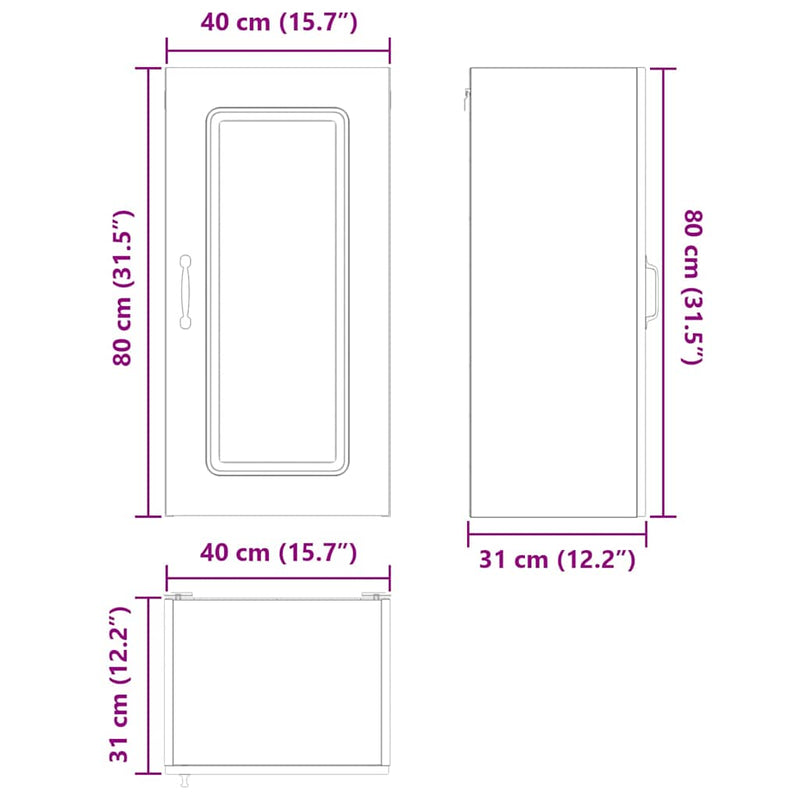 vidaXL Kitchen Cabinet Kalmar Black 40 x 31 x 80 cm Engineered Wood