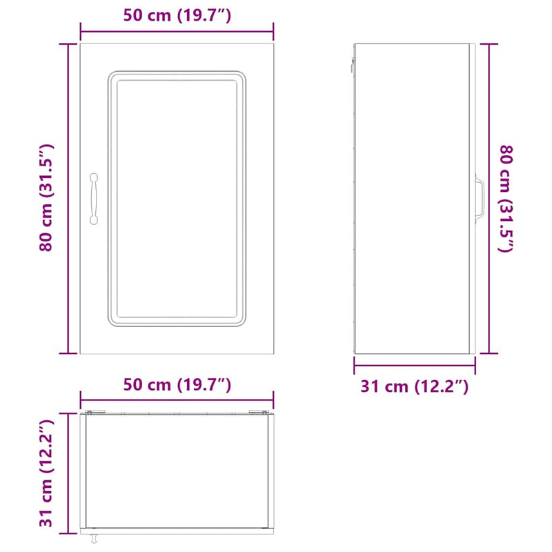 vidaXL Kitchen Cabinet Kalmar Black 50 x 31 x 80 cm Engineered Wood