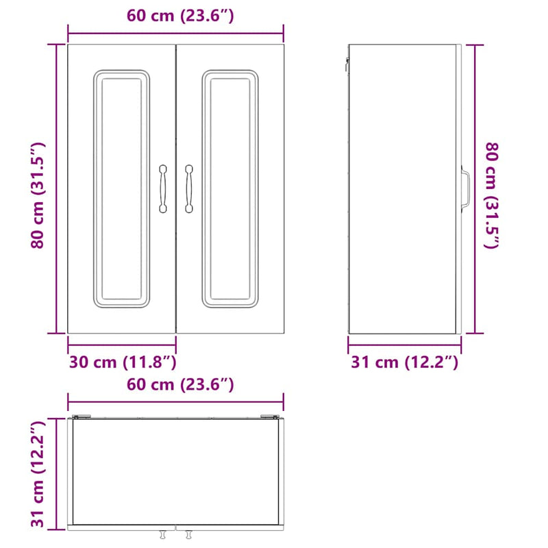 vidaXL Kitchen Cabinet Kalmar Black 60 x 31 x 80 cm Engineered Wood