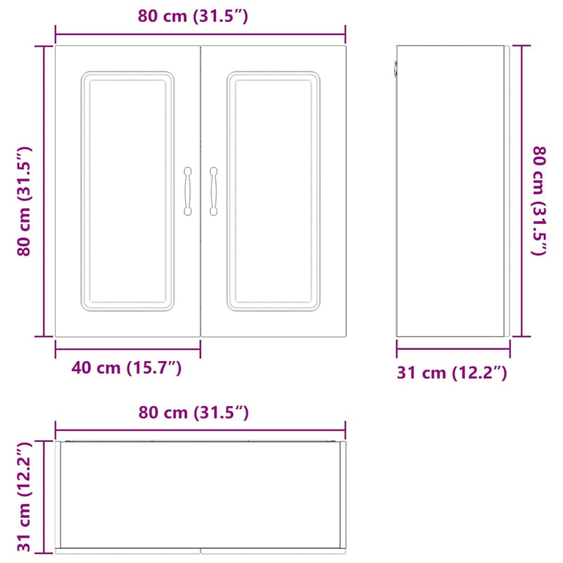 vidaXL Kitchen Cabinet Kalmar Black 80 x 31 x 80 cm Engineered Wood