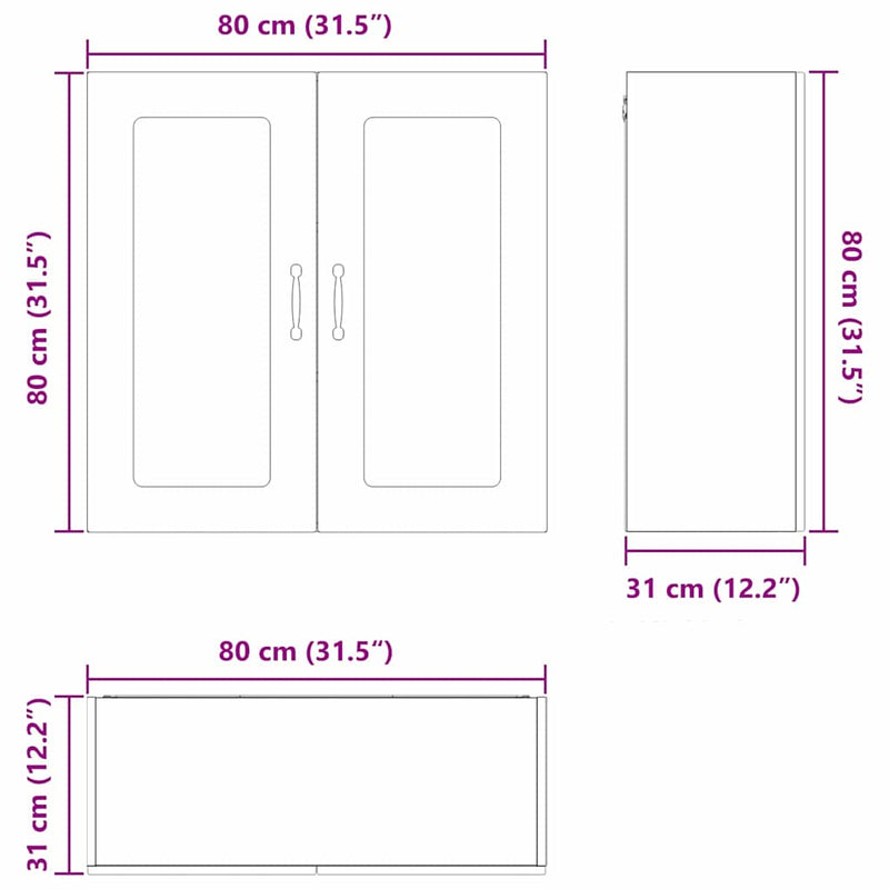 vidaXL Kitchen Cabinet Kalmar White 80 x 31 x 80 cm Engineered Wood