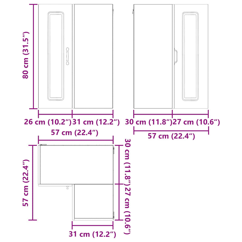 vidaXL Kitchen Cabinet Kalmar High Gloss White 57 x 57 x 80 cm