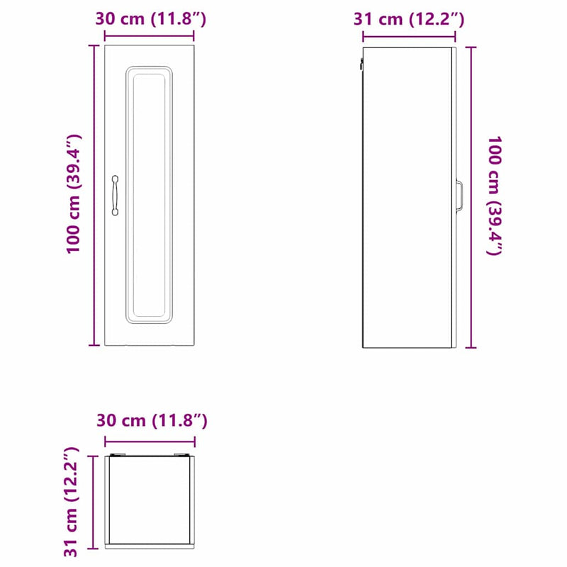 vidaXL Kitchen Cabinet Kalmar High Gloss White 30 x 31 x 100 cm