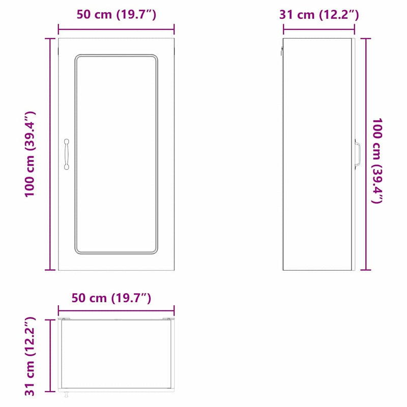 vidaXL Kitchen Cabinet Kalmar High Gloss White 50 x 31 x 100 cm