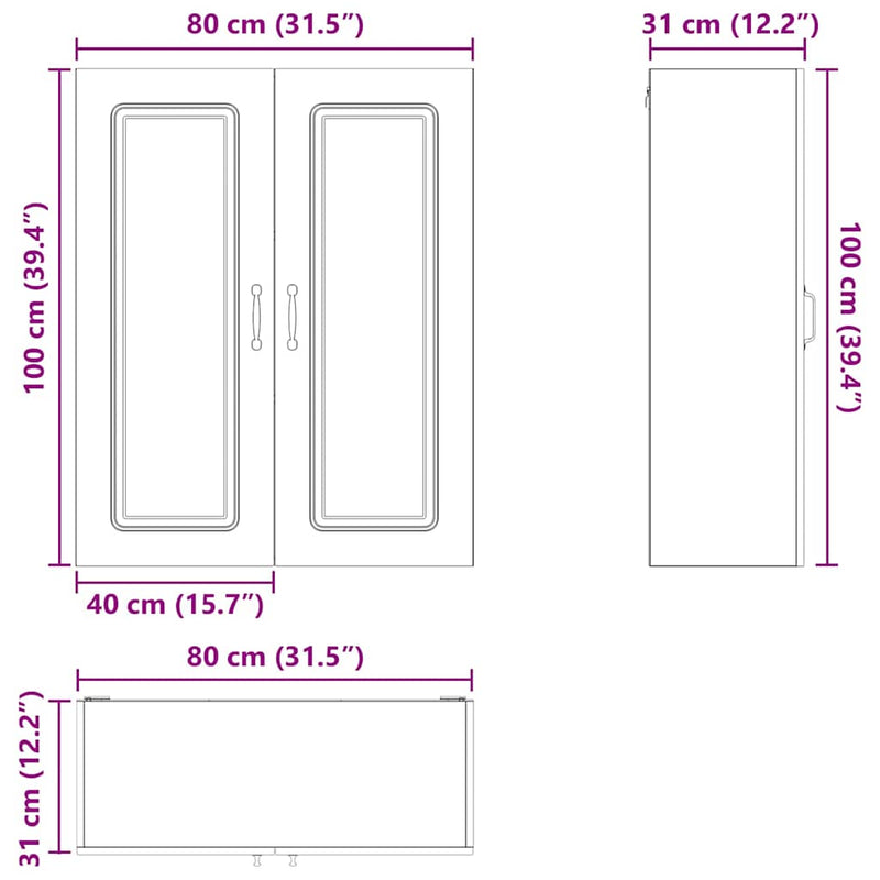 vidaXL Kitchen Cabinet Kalmar White 80 x 31 x 100 cm Engineered Wood