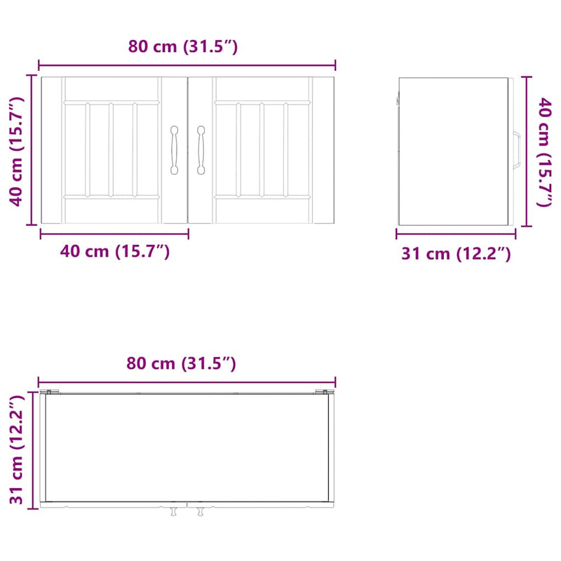 vidaXL Kitchen Cabinet White 80 x 31 x 40 cm Engineered Wood