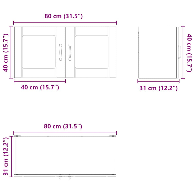 vidaXL Kitchen Cabinet White 80 x 31 x 40 cm Engineered Wood