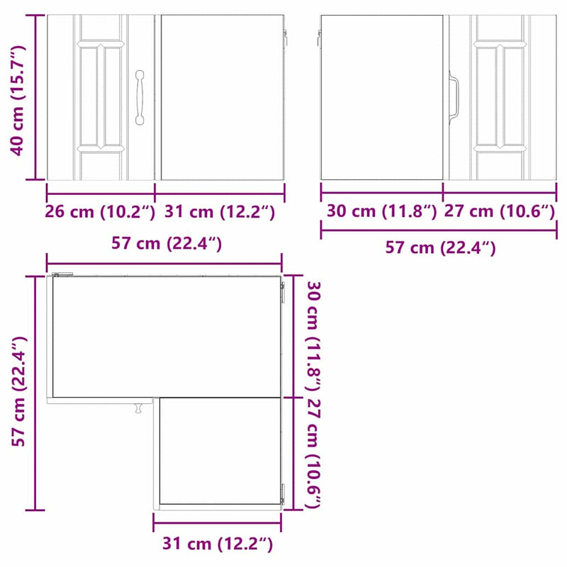 vidaXL Kitchen Cabinet White 57 x 57 x 40 cm Engineered Wood