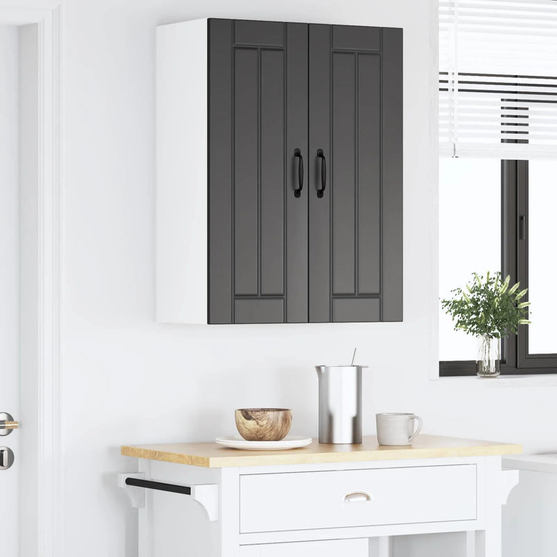 Wall Glass Cabinet LUCCA Black 60 x 31 x 80 cm Engineered Wood