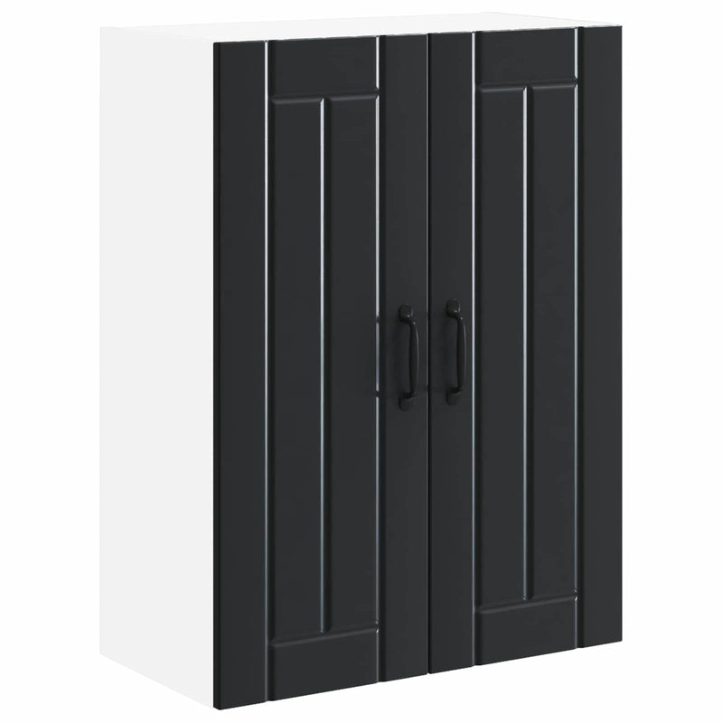 Wall Glass Cabinet LUCCA Black 60 x 31 x 80 cm Engineered Wood