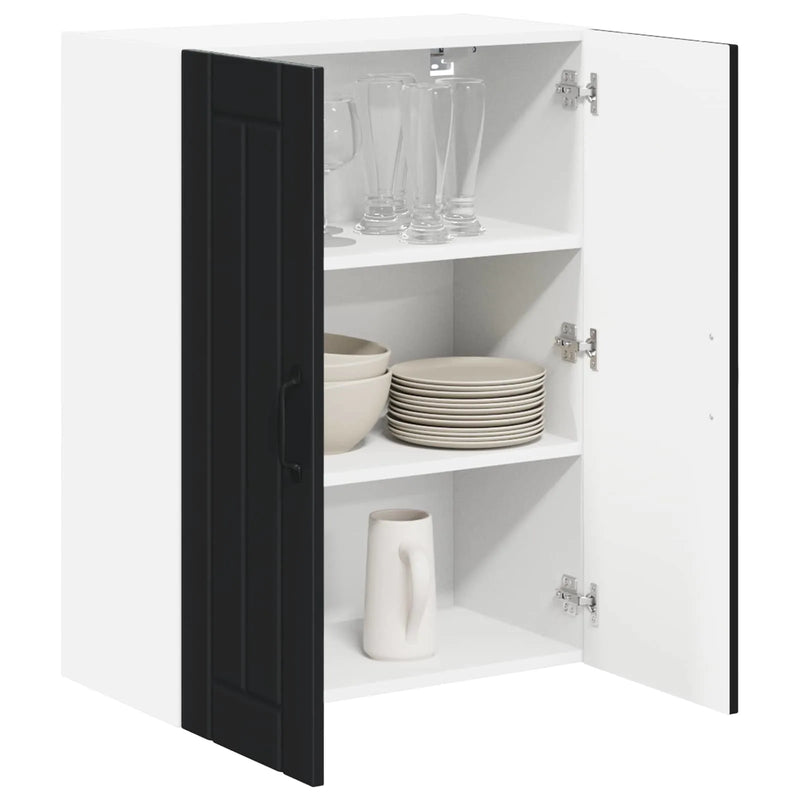 Wall Glass Cabinet LUCCA Black 60 x 31 x 80 cm Engineered Wood