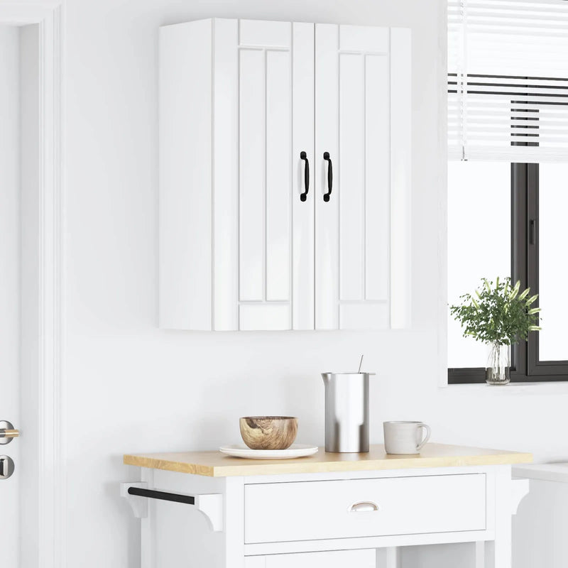 Wall Glass Cabinet LUCCA High Gloss White 60 x 31 x 80 cm