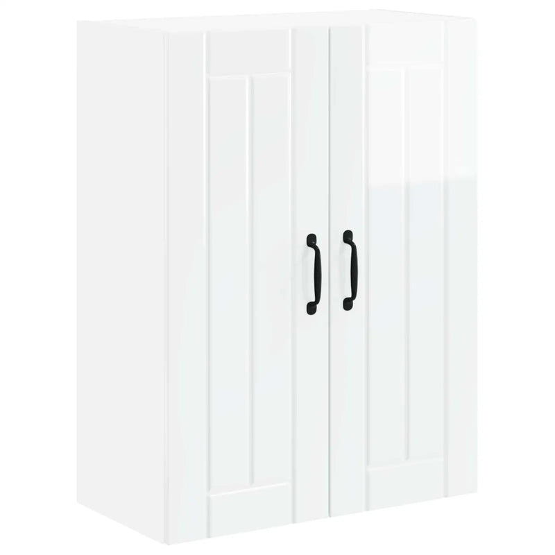 Wall Glass Cabinet LUCCA High Gloss White 60 x 31 x 80 cm