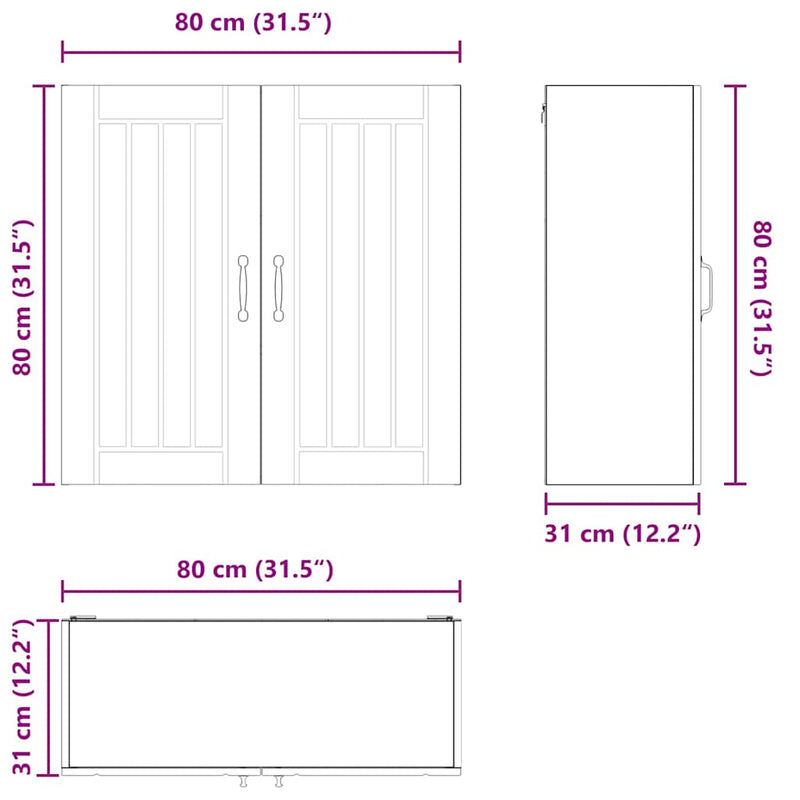 vidaXL Kitchen Cabinet Black 80 x 31 x 80 cm Engineered Wood