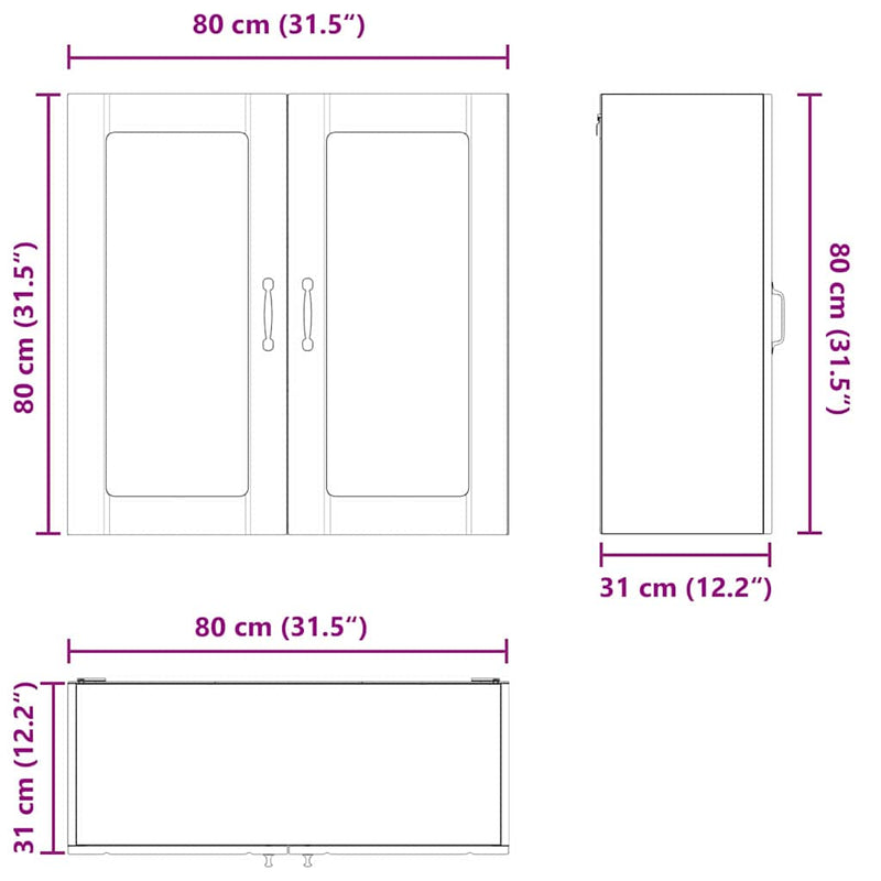 vidaXL Kitchen Cabinet White 80 x 31 x 80 cm Engineered Wood