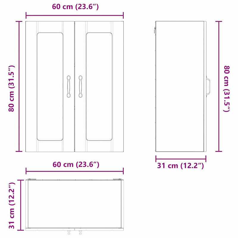 vidaXL Kitchen Cabinet High Gloss White 60 x 31 x 80 cm
