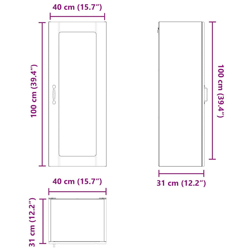 vidaXL Kitchen Cabinet High Gloss White 40 x 31 x 100 cm