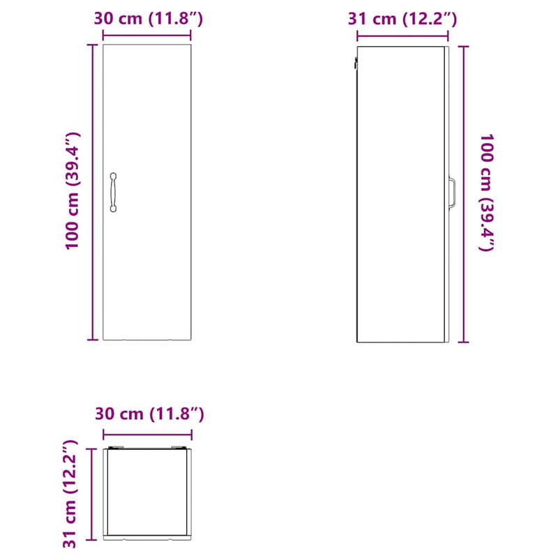 vidaXL Kitchen Cabinet White 30 x 31 x 100 cm Engineered Wood