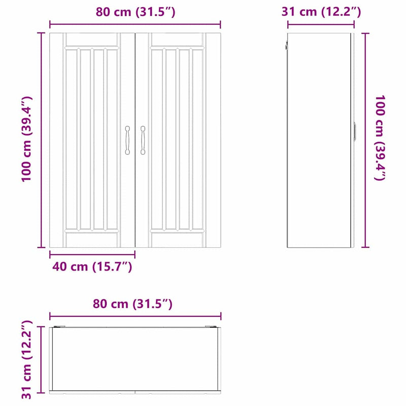 vidaXL Kitchen Cabinet White 80 x 31 x 100 cm Engineered Wood