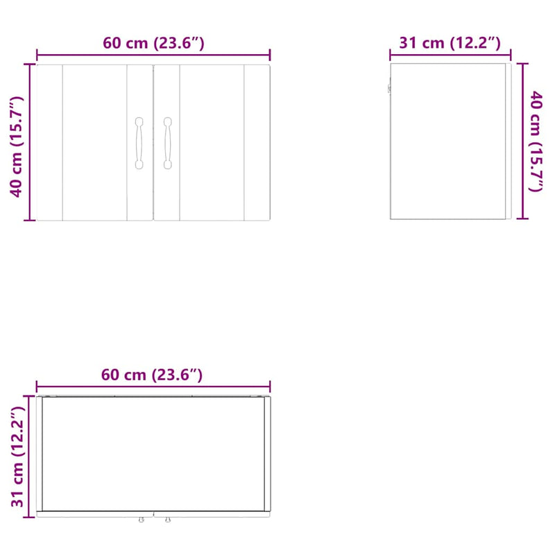 vidaXL Kitchen Cabinet 2 pcs White 60 x 31 x 40 cm Engineered Wood