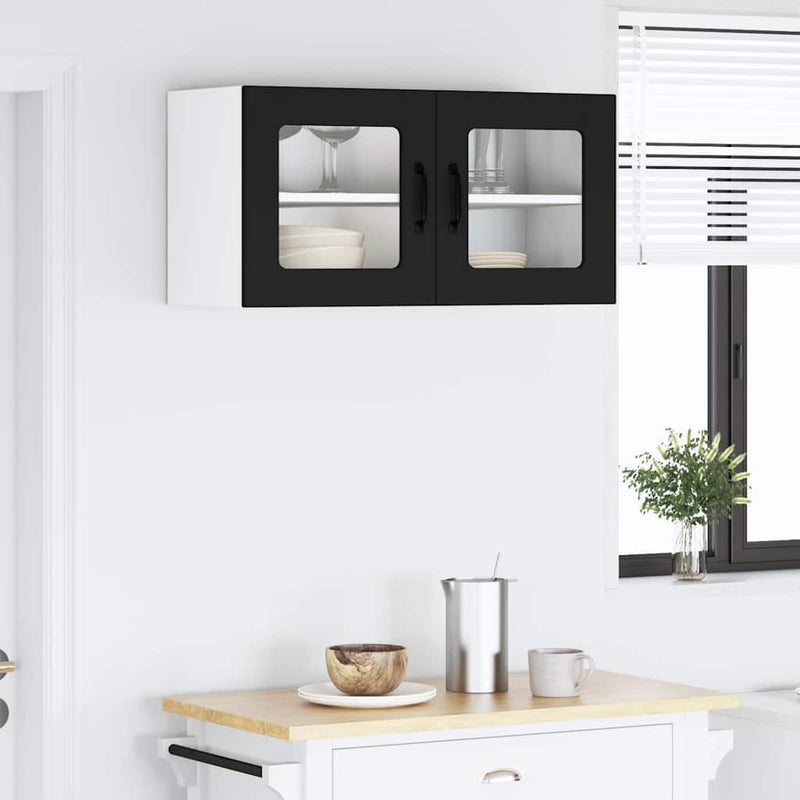 vidaXL Kitchen Cabinet with Door Black 80 x 31 x 40 cm Engineered Wood