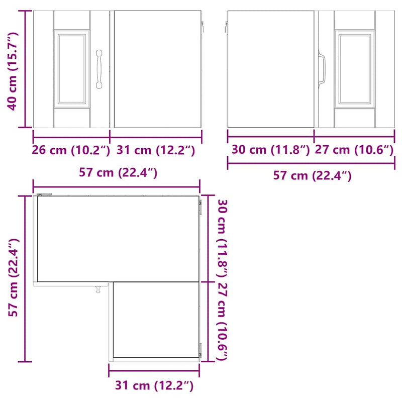 vidaXL Kitchen Cabinet with Door White 57 x 57 x 40 cm Engineered Wood