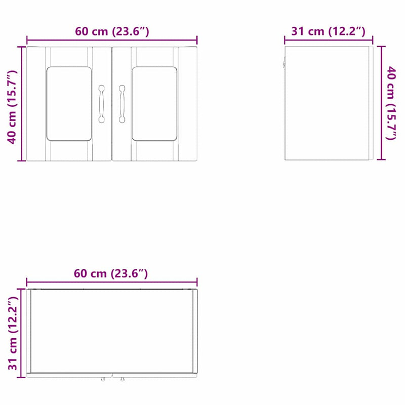 vidaXL Kitchen Cabinet 2 pcs White 60 x 31 x 40 cm Engineered Wood