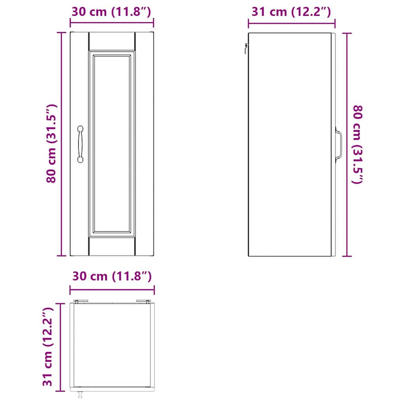vidaXL Kitchen Cabinet with Door White 30 x 31 x 80 cm Engineered Wood