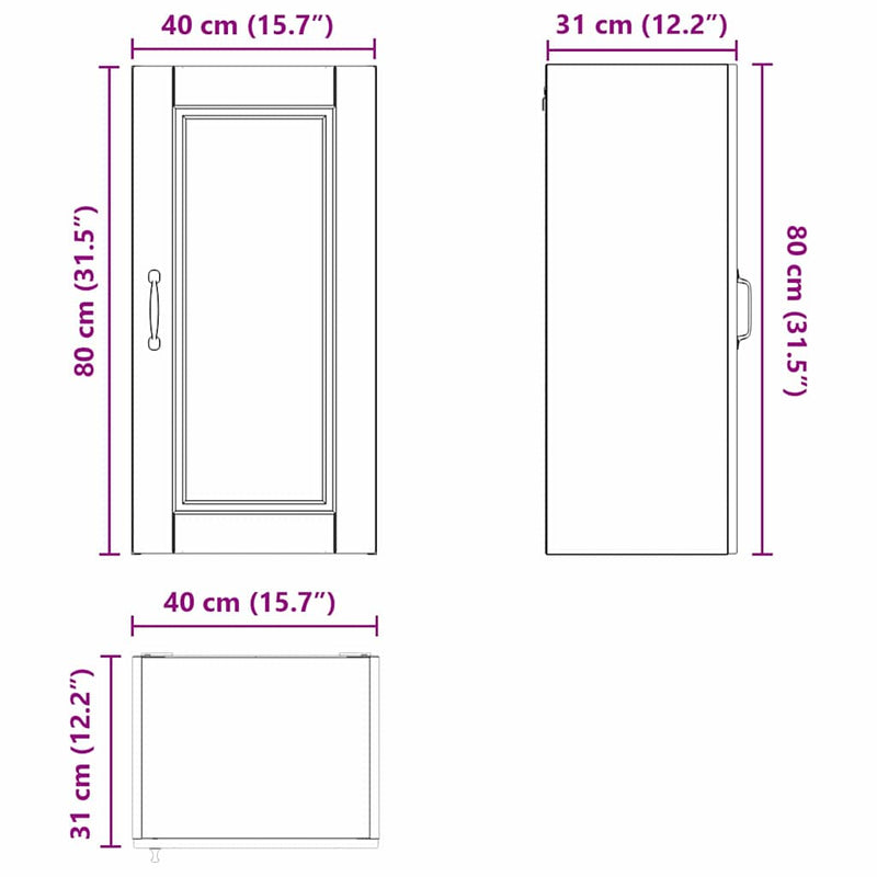 vidaXL Kitchen Cabinet with Shelf High Gloss White 40 x 31 x 80 cm