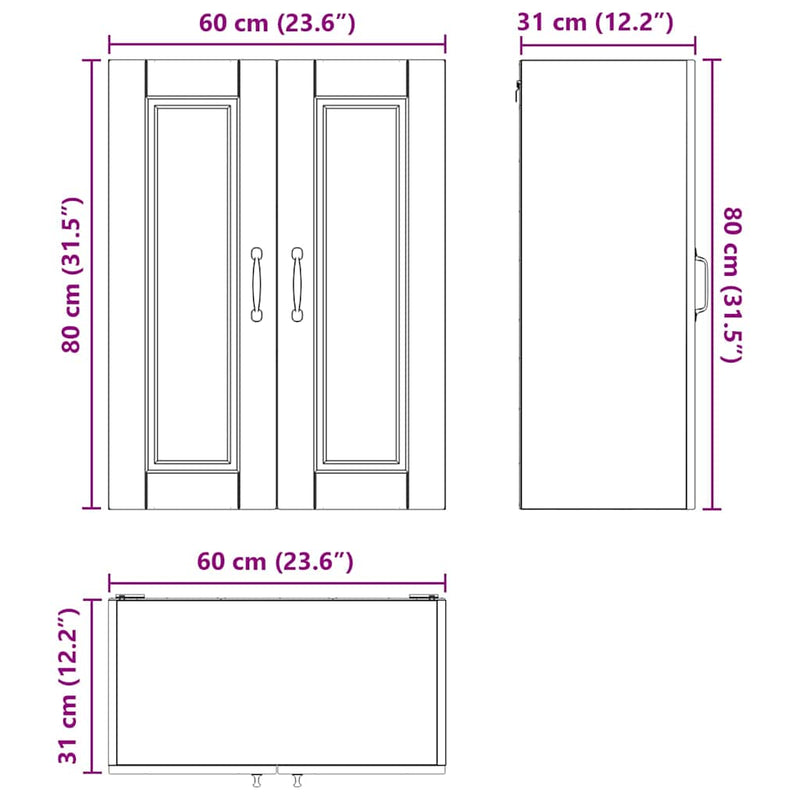 vidaXL Kitchen Cabinet with Door White 60 x 31 x 80 cm Engineered Wood