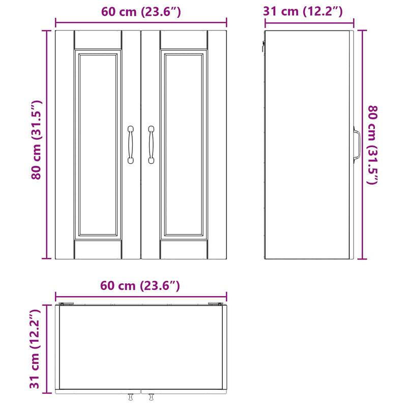 vidaXL Kitchen Cabinet with Door White 60 x 31 x 80 cm Engineered Wood