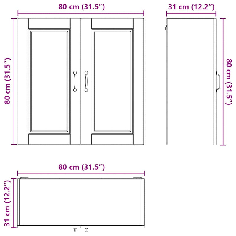 vidaXL Kitchen Cabinet with Door White 80 x 31 x 80 cm Engineered Wood