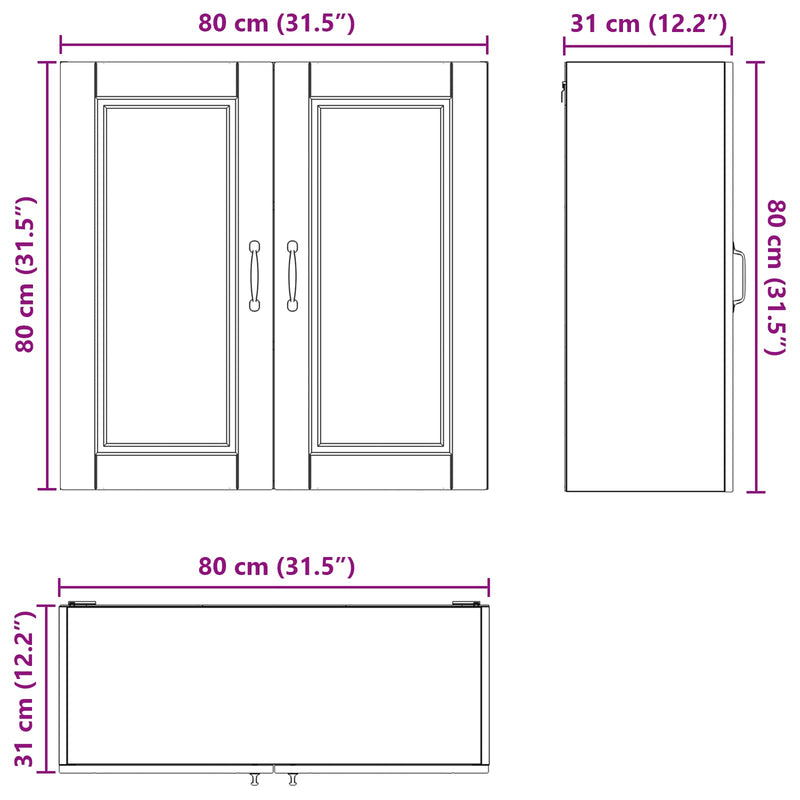 vidaXL Kitchen Cabinet with Door White 80 x 31 x 80 cm Engineered Wood