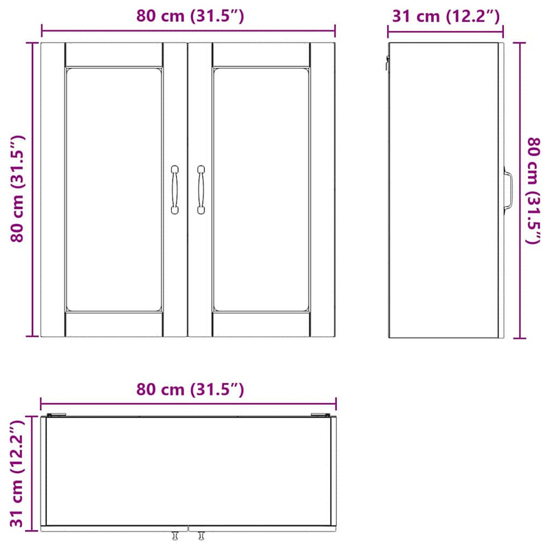 vidaXL Kitchen Cabinet with Shelf High Gloss White 80 x 31 x 80 cm