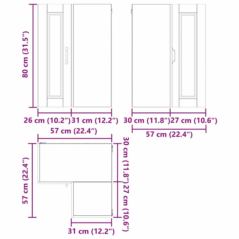 vidaXL Kitchen Cabinet with Door White 57 x 57 x 80 cm Engineered Wood