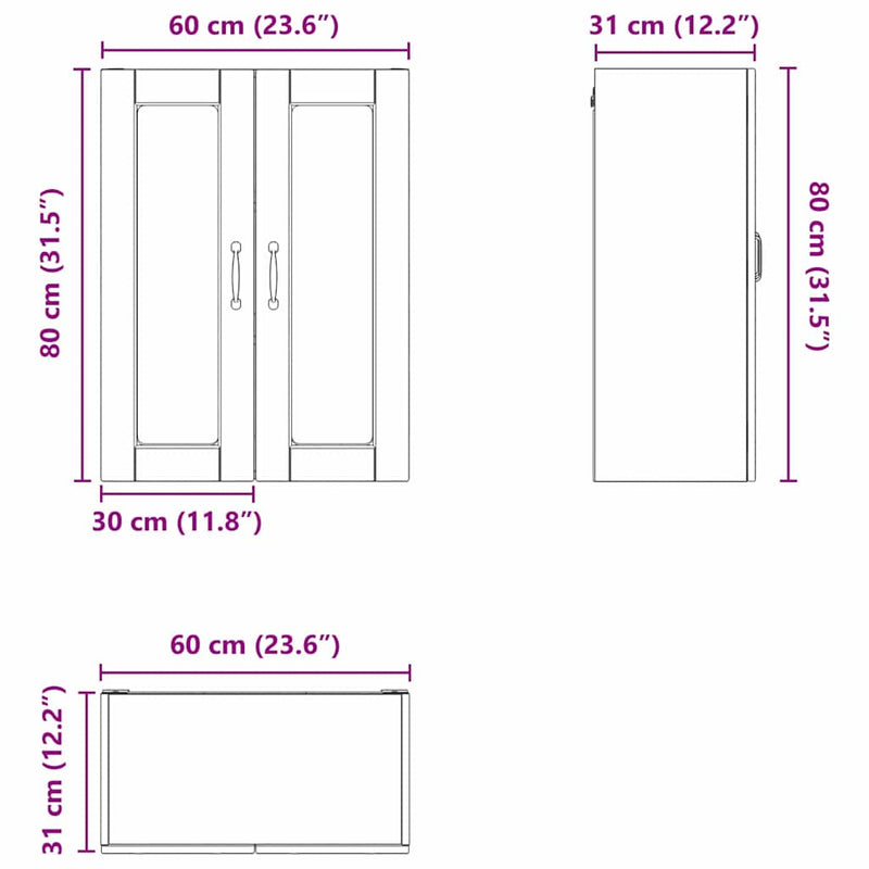 vidaXL Kitchen Cabinet with Door White 60 x 31 x 80 cm Engineered Wood