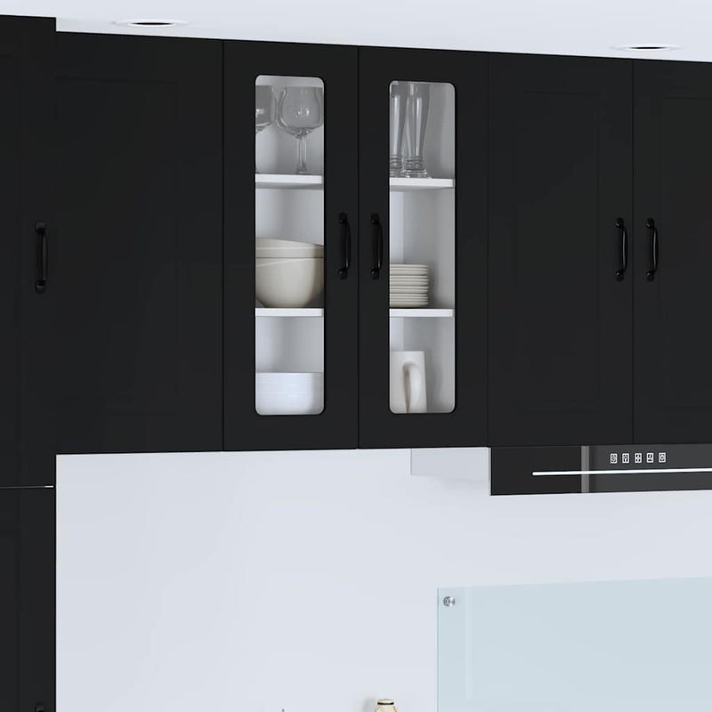 vidaXL Kitchen Cabinet with Door Black 60 x 31 x 80 cm Engineered Wood