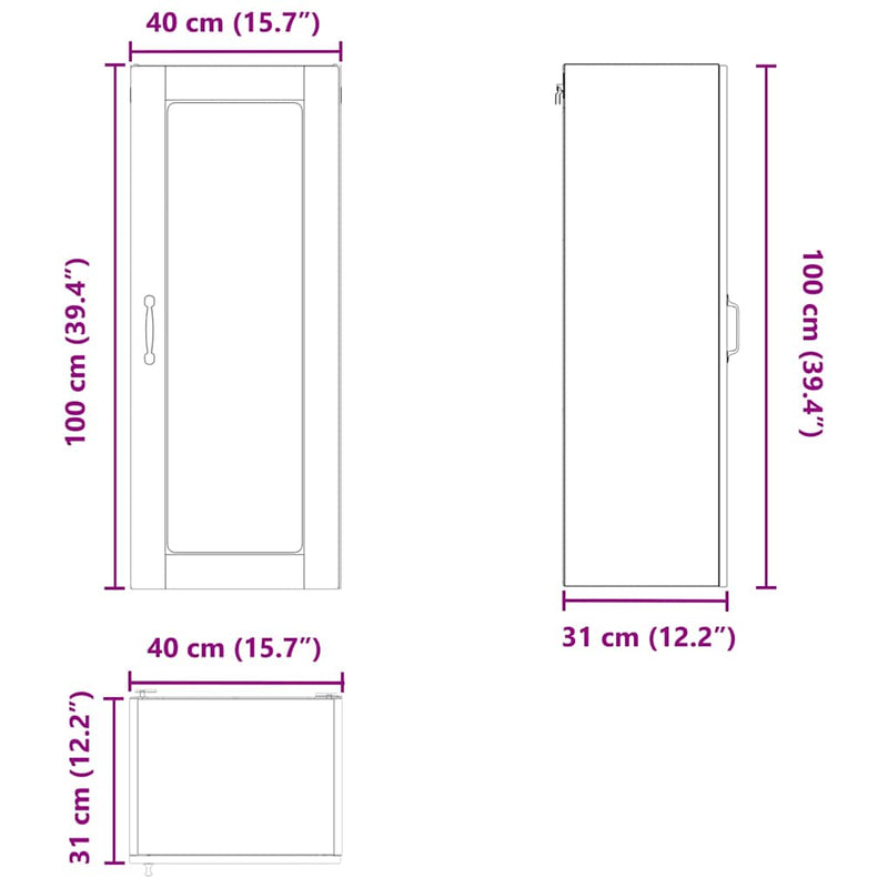 vidaXL Kitchen Cabinet with Shelf High Gloss White 40 x 31 x 100 cm