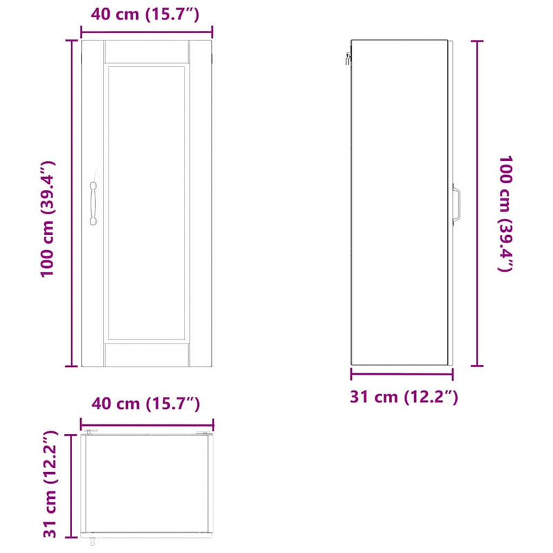 vidaXL Kitchen Cabinet with Shelf High Gloss White 40 x 31 x 100 cm