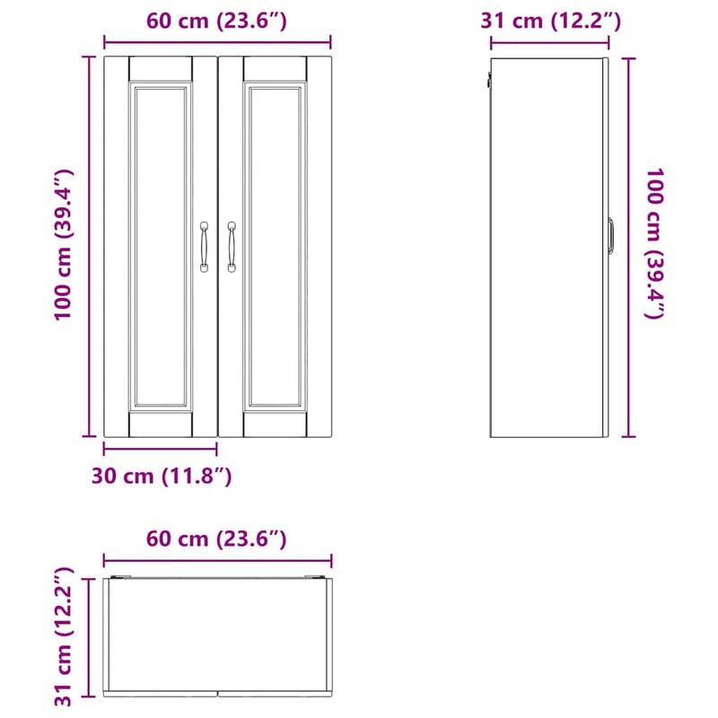 vidaXL Kitchen Cabinet with Shelf High Gloss White 60 x 31 x 100 cm