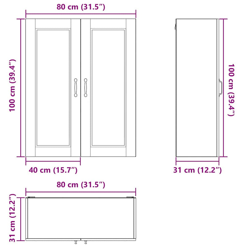 vidaXL Kitchen Cabinet Black 80 x 31 x 100 cm Engineered Wood