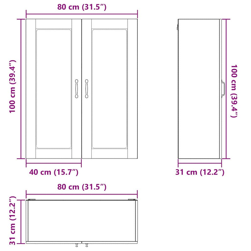 vidaXL Kitchen Wall Cabinet White 80 x 31 x 100 cm Engineered Wood