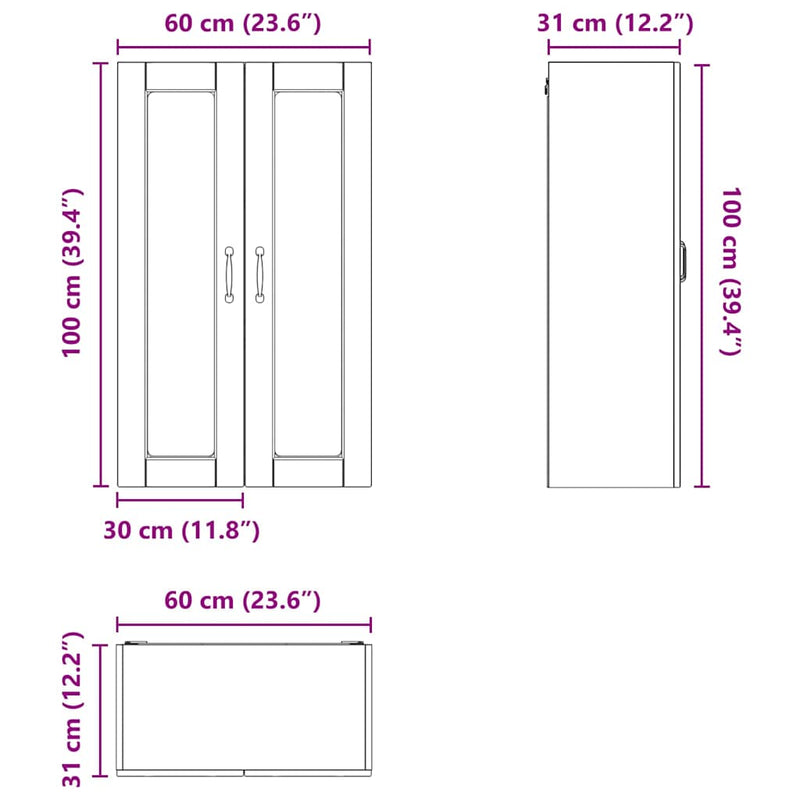 vidaXL Kitchen Cabinet with Shelf High Gloss White 60 x 31 x 100 cm