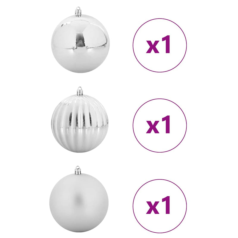 vidaXL Christmas Bauble Set XXL 3 pcs Silver Plastic