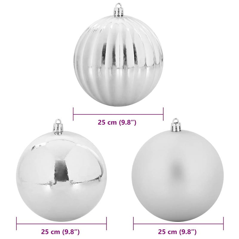 vidaXL Christmas Bauble Set XXL 3 pcs Silver Plastic
