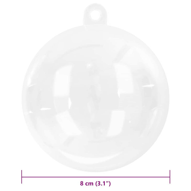 vidaXL Christmas Bauble Set 25 pcs Transparent Ø 8 cm