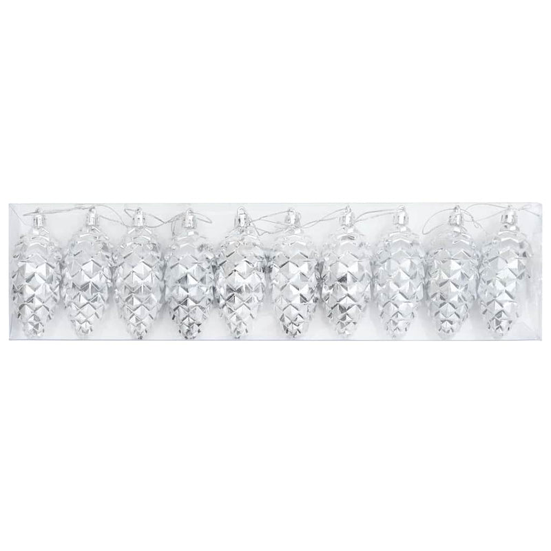 vidaXL Christmas Pine Cone Ball 40 pcs Silver Plastic