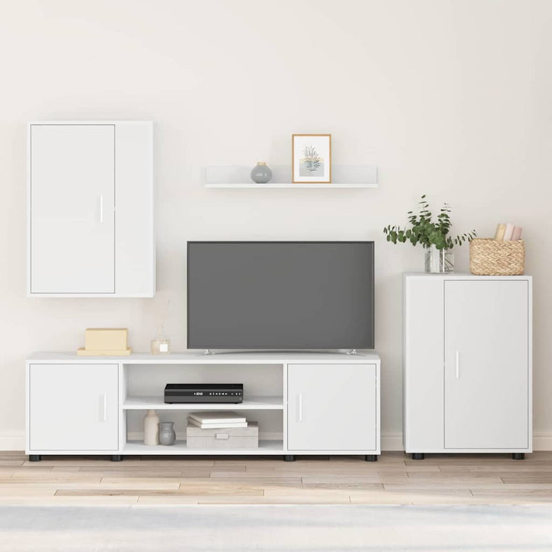 vidaXL 4 Piece TV Cabinet Set Wall-mounted White Engineered wood