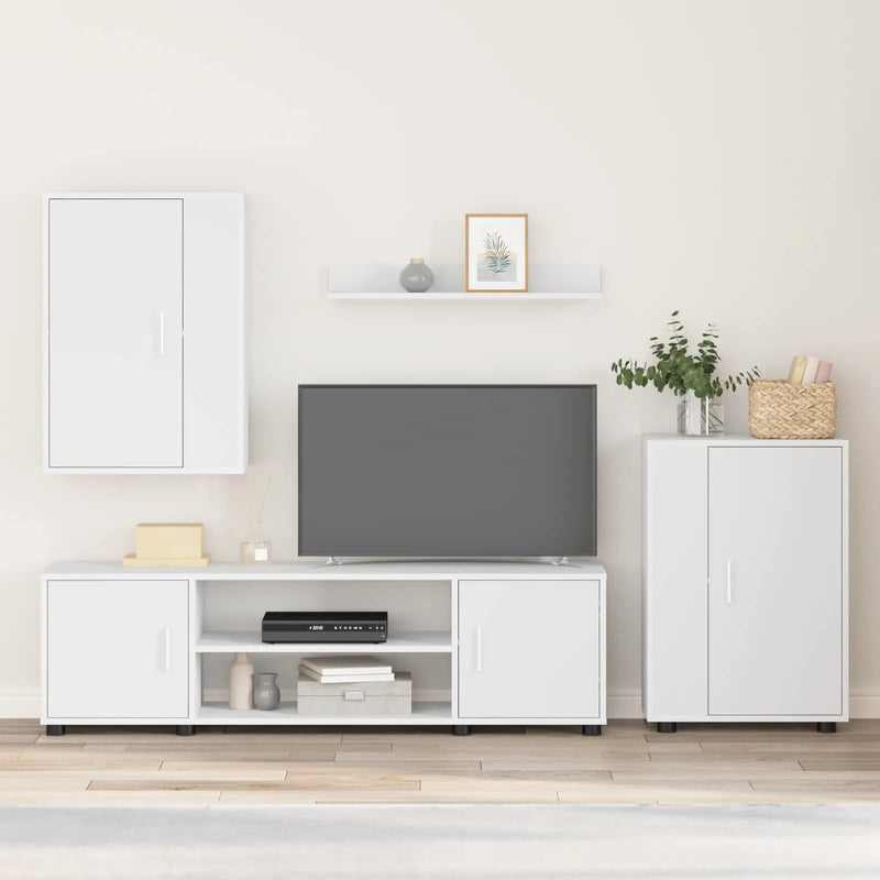 TV Cabinet Set White Engineered wood